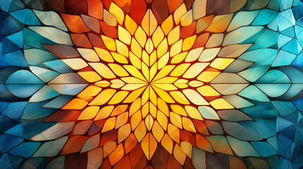 Wallpaper background, patterns are made of multicolored guides coming from the center,Generated by AI