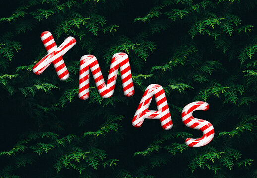 Christmas Candy Cane Text Effect