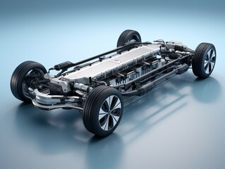 Electric Vehicle Framework Displaying Battery Pack
