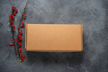 Brown cardboard box, case, mock up on background