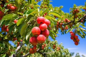 fruits ripening on a vibrant orchard tree