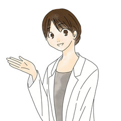 案内をする白衣の女性