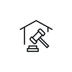 Contract for a house. Sale of real estate linear icon. Thin line customizable illustration. Contour symbol. Vector isolated outline drawing. Editable stroke