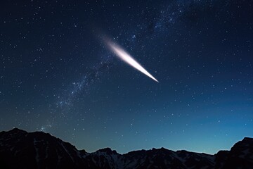 a bright comet flying among countless stars in dark space - obrazy, fototapety, plakaty