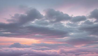 Obraz premium Beautiful color combination in the clouds during a winter sunrise with soft tones, creating a warm and cold atmosphere simultaneously