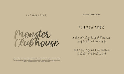 Abstract Calligraphy font alphabet. Minimal modern urban fonts for logo, brand etc. Typography typeface uppercase lowercase and number. vector illustration
