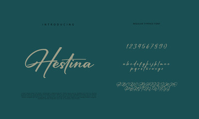 Abstract Calligraphy font alphabet. Minimal modern urban fonts for logo, brand etc. Typography typeface uppercase lowercase and number. vector illustration
