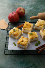 Homemade apple cheesecake with streusel