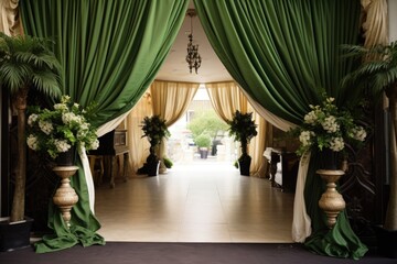 fancy decorated entrance of a banquet hall