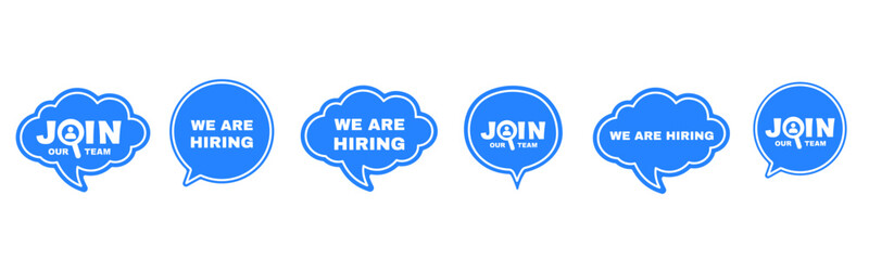 We are hiring, join our team speech bubble set illustration