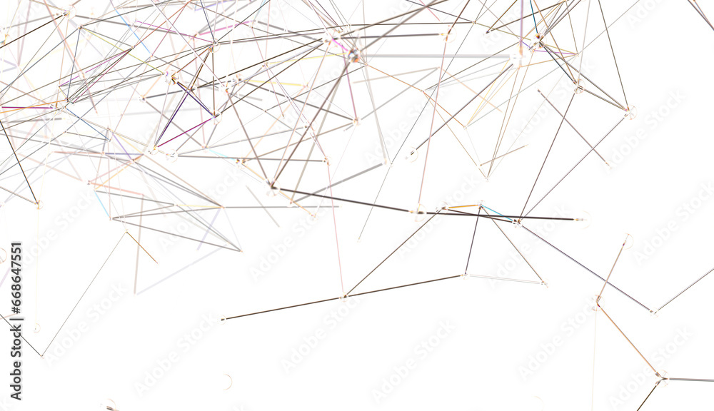 Poster abstract lines with dots over dark background.