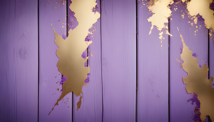 Purple Wooden Wall with Gold Splats