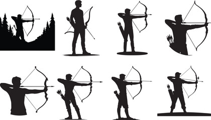 Man Archery Silhouette, Man With Bow And Arrow SVG - obrazy, fototapety, plakaty