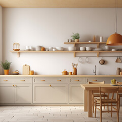 Fototapeta na wymiar Craftsman Kitchen interior, Kitchen interior mockup, Craftsman style Kitchen mockup, empty wall mockup