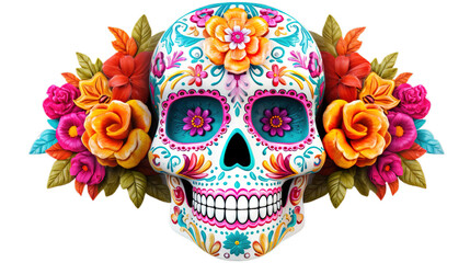 Day of the dead isolated on transparent background, Generative ai.