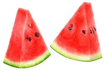 Close-up view watercolor illustration of a watermelon, isolated on white background.