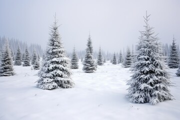 Fototapeta premium a snowy landscape with decorated christmas trees