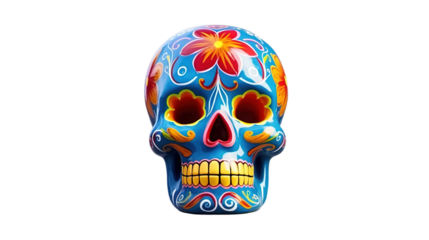 Day of the dead isolated on transparent background, Generative ai.