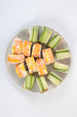 sushi rolls photo on white background