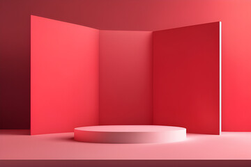 Obraz premium A light red ultra-detailed minimal abstract background tailored for product presentations with a haze touch