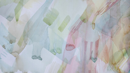 Watercolor panorama background. Abstract implicit smudges texture.