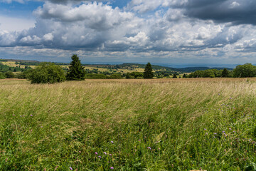 Rhönlandschaft am Heidelstein in der Langen Rhön, Biosphärenreservat Rhön, Bayern, Hessen, Deutschland