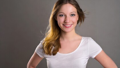 Fototapeta premium portrait of a woman with white t shirt