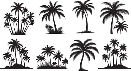 Palm Trees Silhouette, Coconut Tree Silhouette - obrazy, fototapety, plakaty