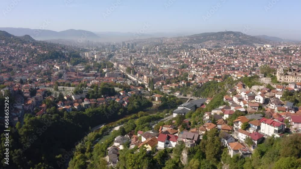 Wall mural Aerial view of Sarajevo on a sunny day - Wall murals