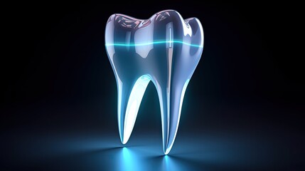 Bright Tooth in the dark 3D Illustration
