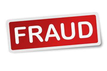 Fraud square sticker isolated on white