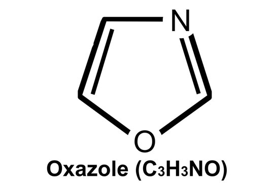 Chemical structure of Oxazole (C3H3NO) isolated,