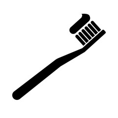 Toothbrush and toothpaste silhouette icon. Vector.