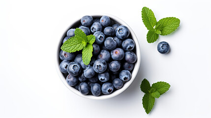 blueberries on a plate on a white background 