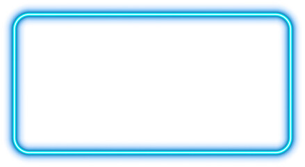 Neon frame template, light sign, geometric glow outline border with space for text, png isolated on transparent background.