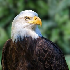 "Graceful Bald Eagle Soaring in the Sky – Majestic American Symbol in Flight. Stunning wildlife photography of a bald eagle with impressive wingspan gliding through the clear blue skies. This iconic b