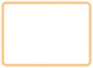 Yellow rectangle neon frame,  light sign box, outline border with space for text with 7x5 scale ratio for invitation, web, social post, ad, banner, png isolated on transparent background. © i_fleurs