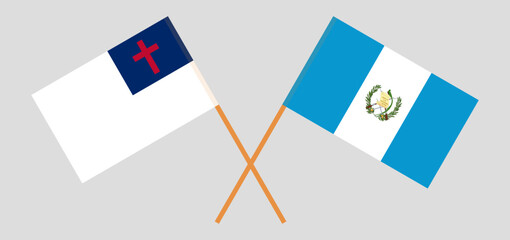 Crossed flags of christianity and Guatemala. Official colors. Correct proportion