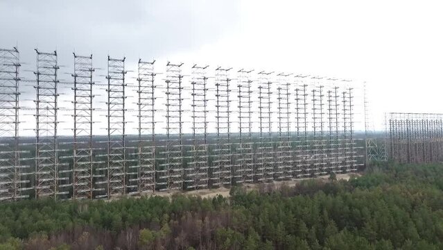 Duga radar in the Chernobyl zone,panorama from a drone