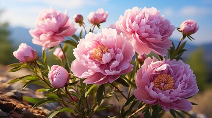 Obraz premium Magenta peony flowers. Generative AI.