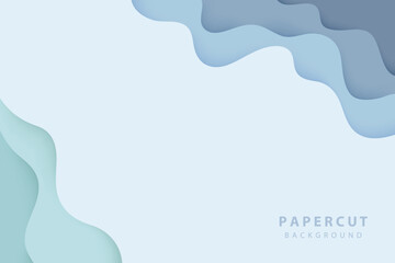 dynamic simple blue and green vector paper cut wave abstract background