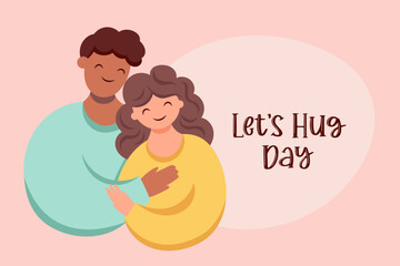 Lets hug day. Hugging happy couple