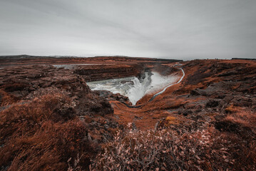 Gullfoss waterfall, Hvita river, Golden Circle Route, Iceland, Europe