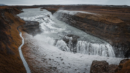 Gullfoss waterfall, Hvita river, Golden Circle Route, Iceland, Europe