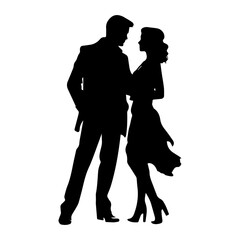 Couple People, art vector silhouette design, Couple dancing silhouette black filled vector Illustration.