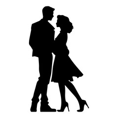 Couple People, art vector silhouette design, Couple dancing silhouette black filled vector Illustration.