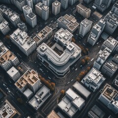 background illustration of urban buildings from drone view