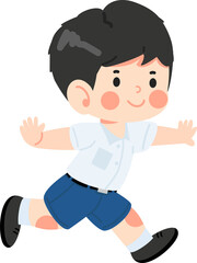 Cute Boy running to school cartoon