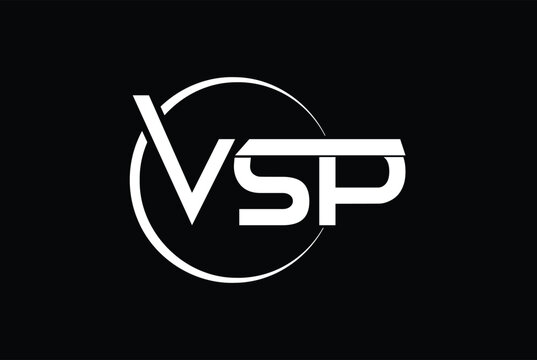 VPS, VSP, VS, Abstract initial monogram letter alphabet logo design with black background