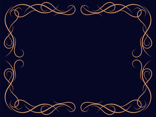 Ornate vintage frame. Swirl ornament. Ornamental curls. Vintage linear border with curlicues. Design a template for invitations, leaflets and greeting cards. Vector illustration